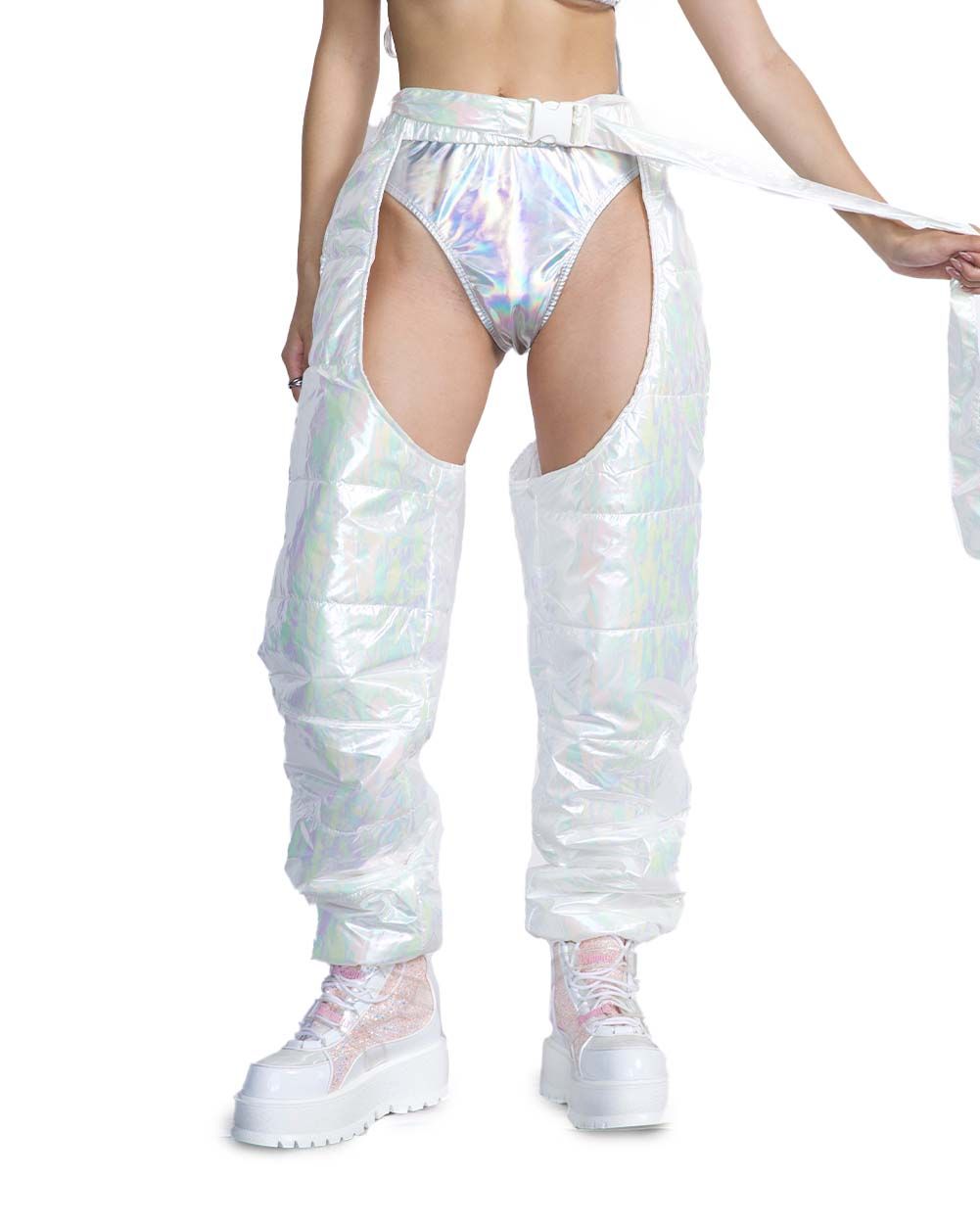 Fully Charged Metallic Puffer Chaps sold by iHeartRaves product image thumbnail 2