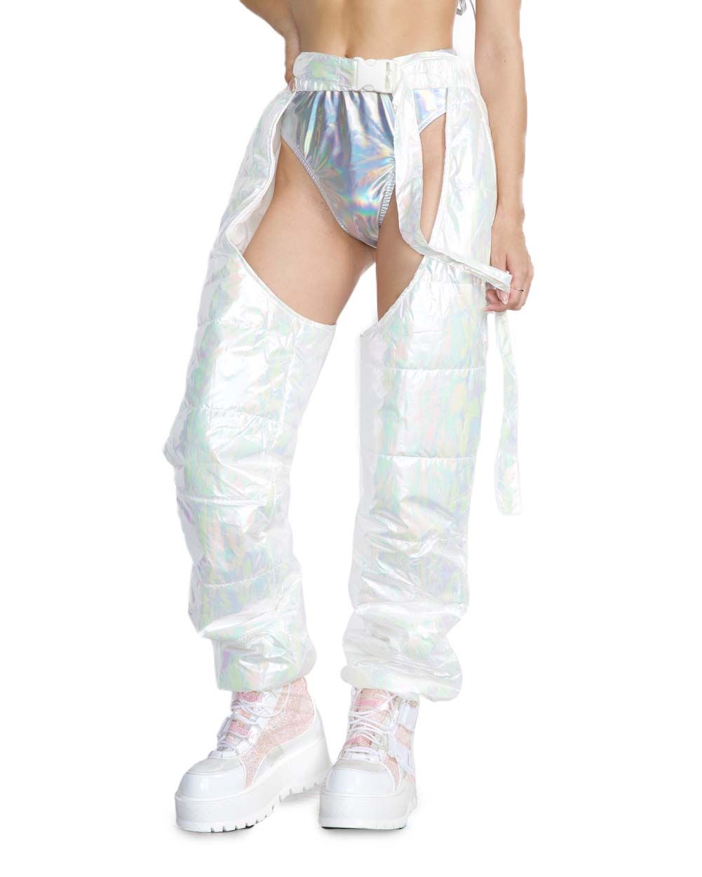 Fully Charged Metallic Puffer Chaps sold by iHeartRaves product image thumbnail 3
