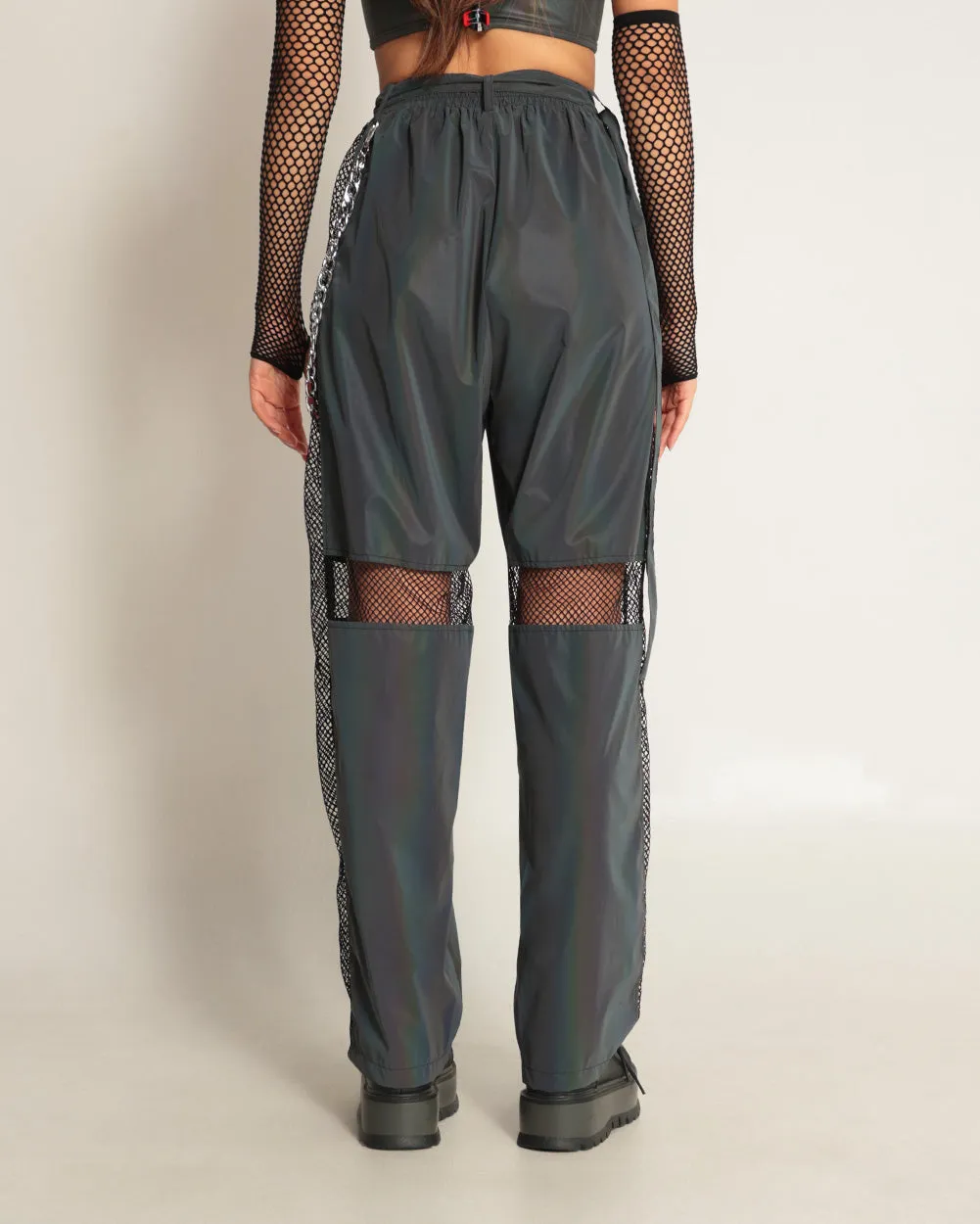 Unisex Shining Ray Rainbow Reflective Wide Leg Pants sold by iHeartRaves product image thumbnail 4