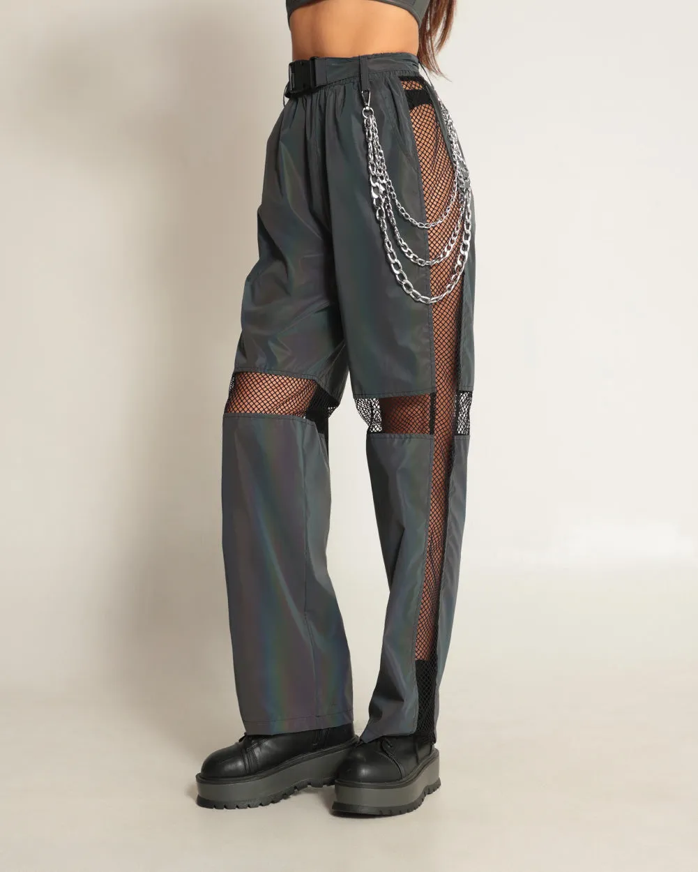 Unisex Shining Ray Rainbow Reflective Wide Leg Pants sold by iHeartRaves product image thumbnail 5