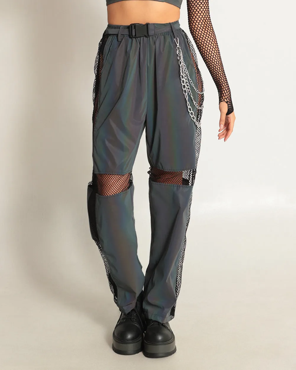 Unisex Shining Ray Rainbow Reflective Wide Leg Pants sold by iHeartRaves product image thumbnail 2