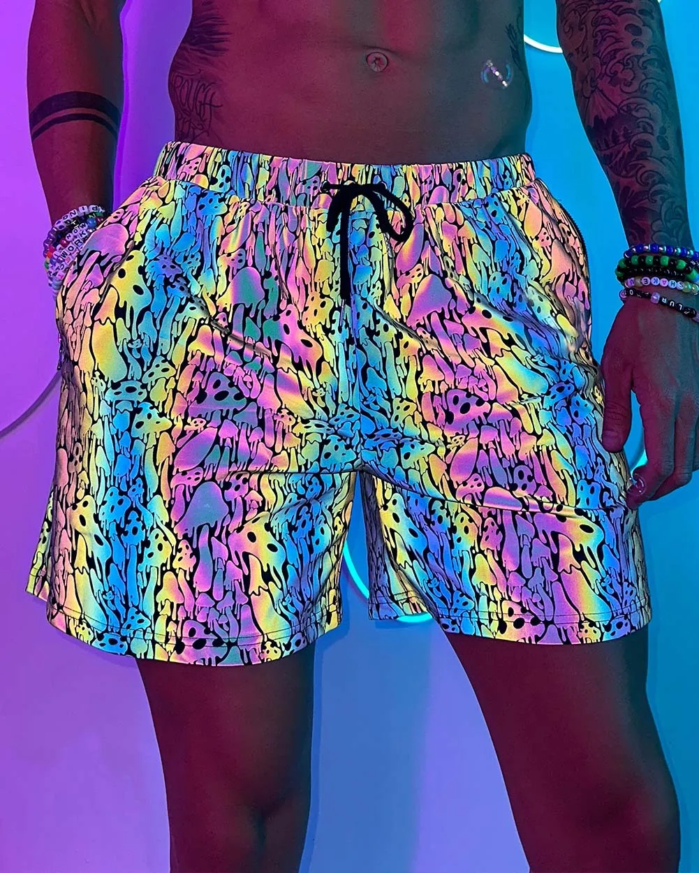Kool Shrooms Rainbow Reflective Men's Shorts sold by iHeartRaves