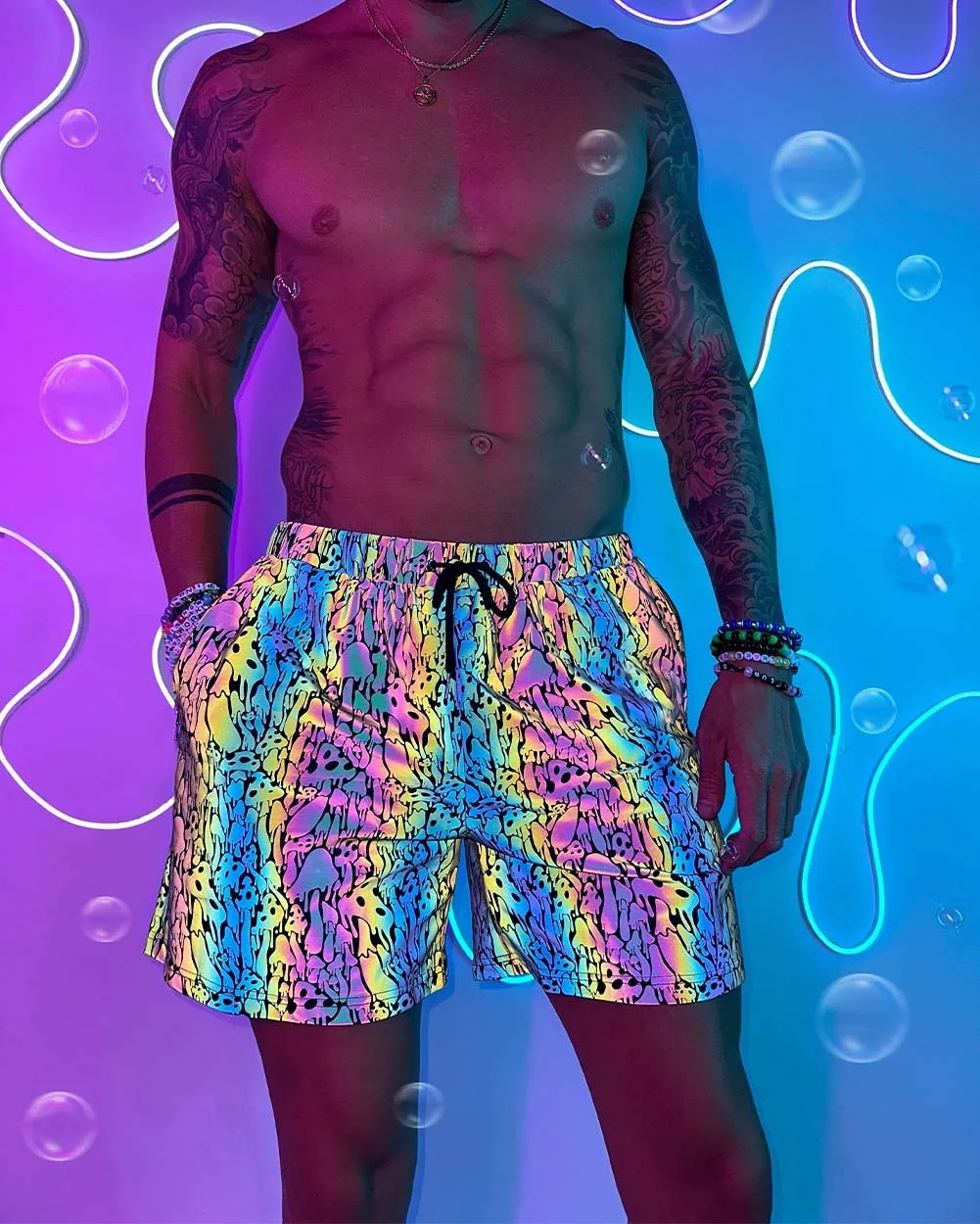 Kool Shrooms Rainbow Reflective Men's Shorts sold by iHeartRaves product image thumbnail 3