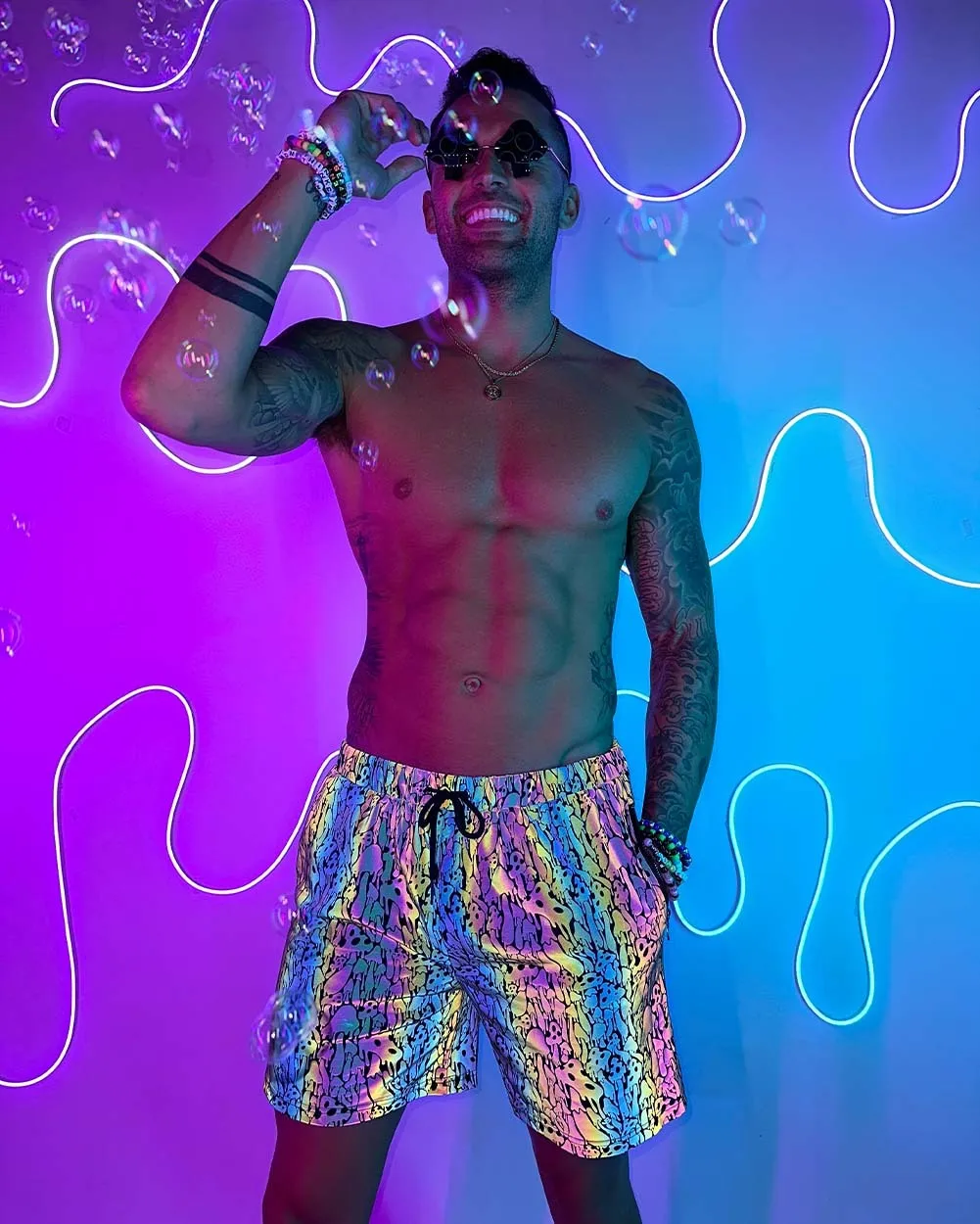 Kool Shrooms Rainbow Reflective Men's Shorts sold by iHeartRaves product image thumbnail 2
