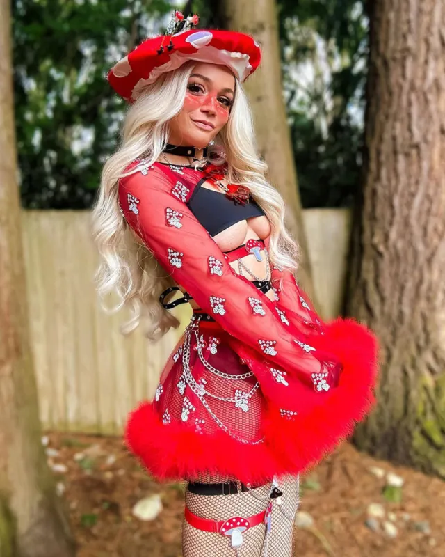 Shroomy Shimmer Marabou Longsleeve Ultra Crop Top sold by iHeartRaves