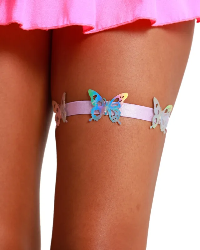 Mythical Beauty Holo Butterfly Patches Pair Leg Garters sold by iHeartRaves