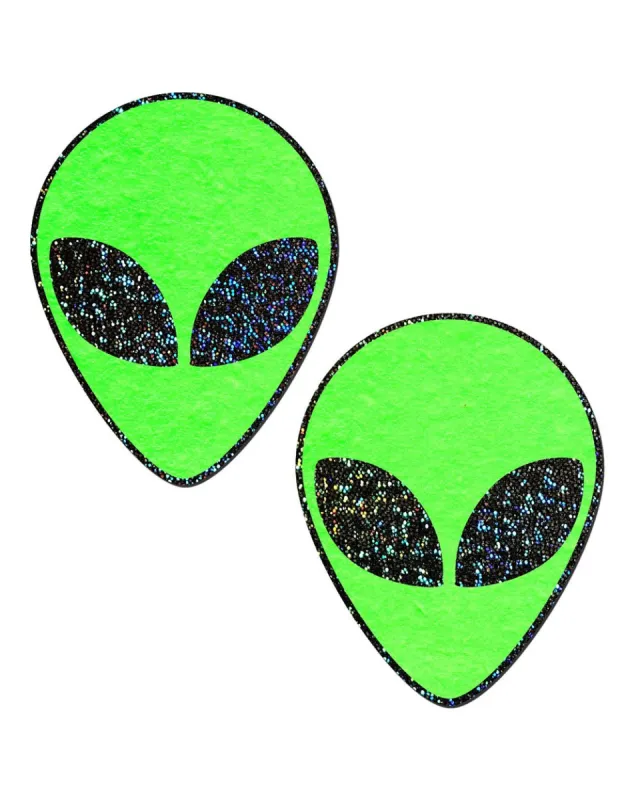 Pastease Glitter Glow in the Dark Alien Pasties sold by iHeartRaves