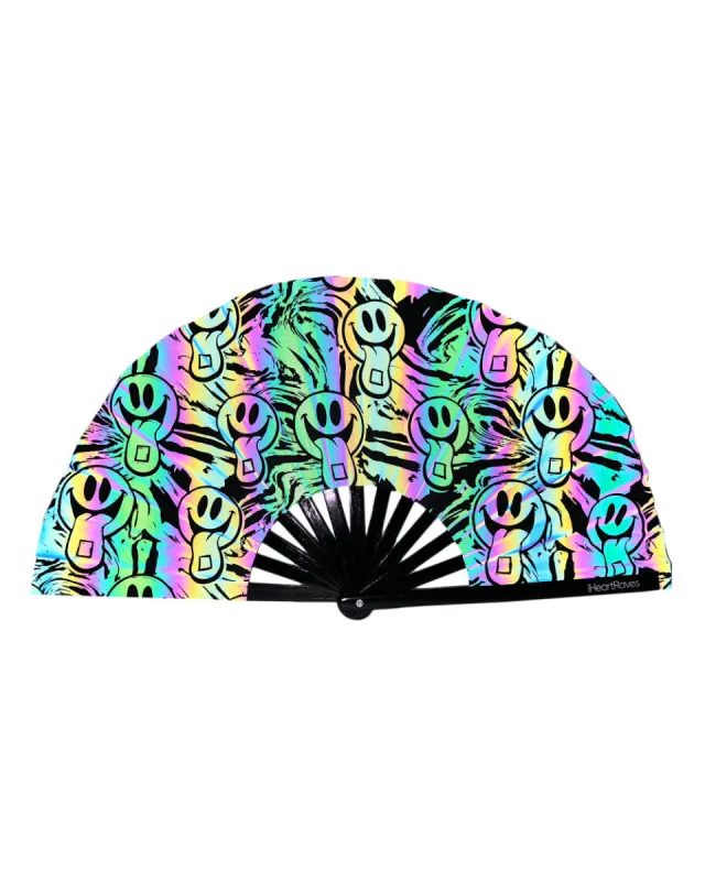 Happy Hour Rainbow Reflective Hand Fan sold by iHeartRaves
