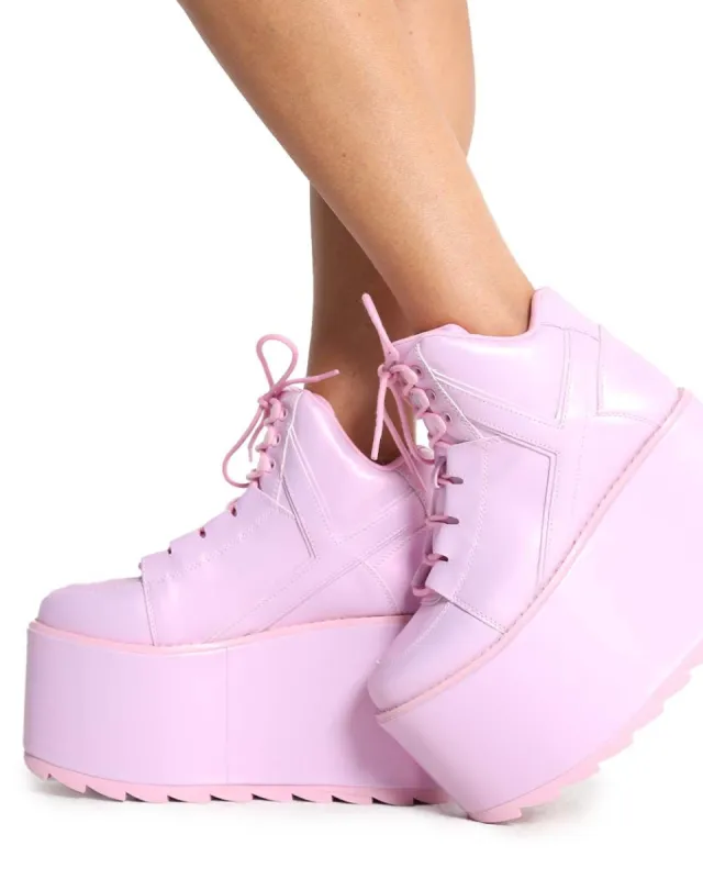 YRU Qozmo Pink Iridescent Platform Boots sold by iHeartRaves