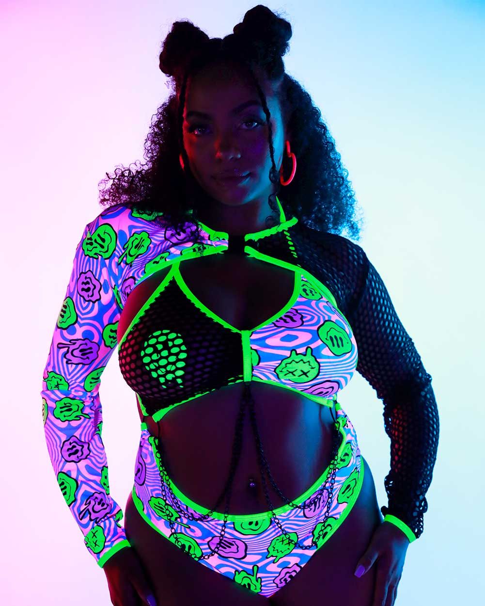 Rolita Couture x iHR Acid All-Nighter Punk Princess Splice Chain Bodysuit sold by iHeartRaves product image thumbnail 8