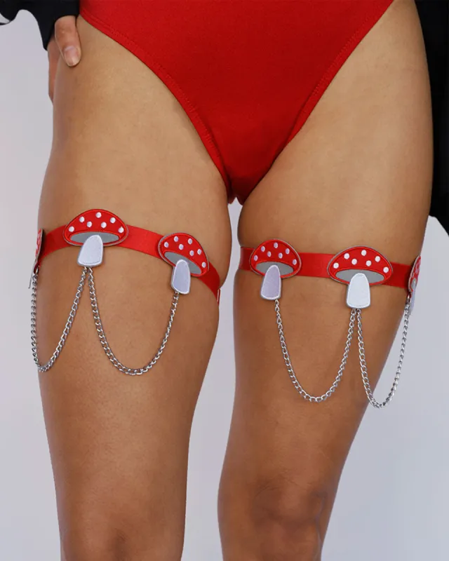 Shroomy Chain Pair Leg Garters sold by iHeartRaves