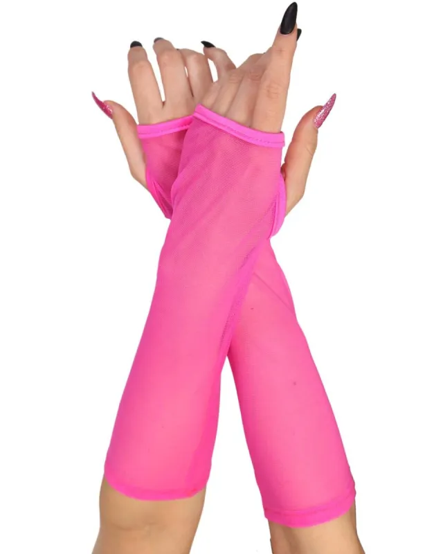 Neon Pink Mesh Arm Warmers sold by iHeartRaves