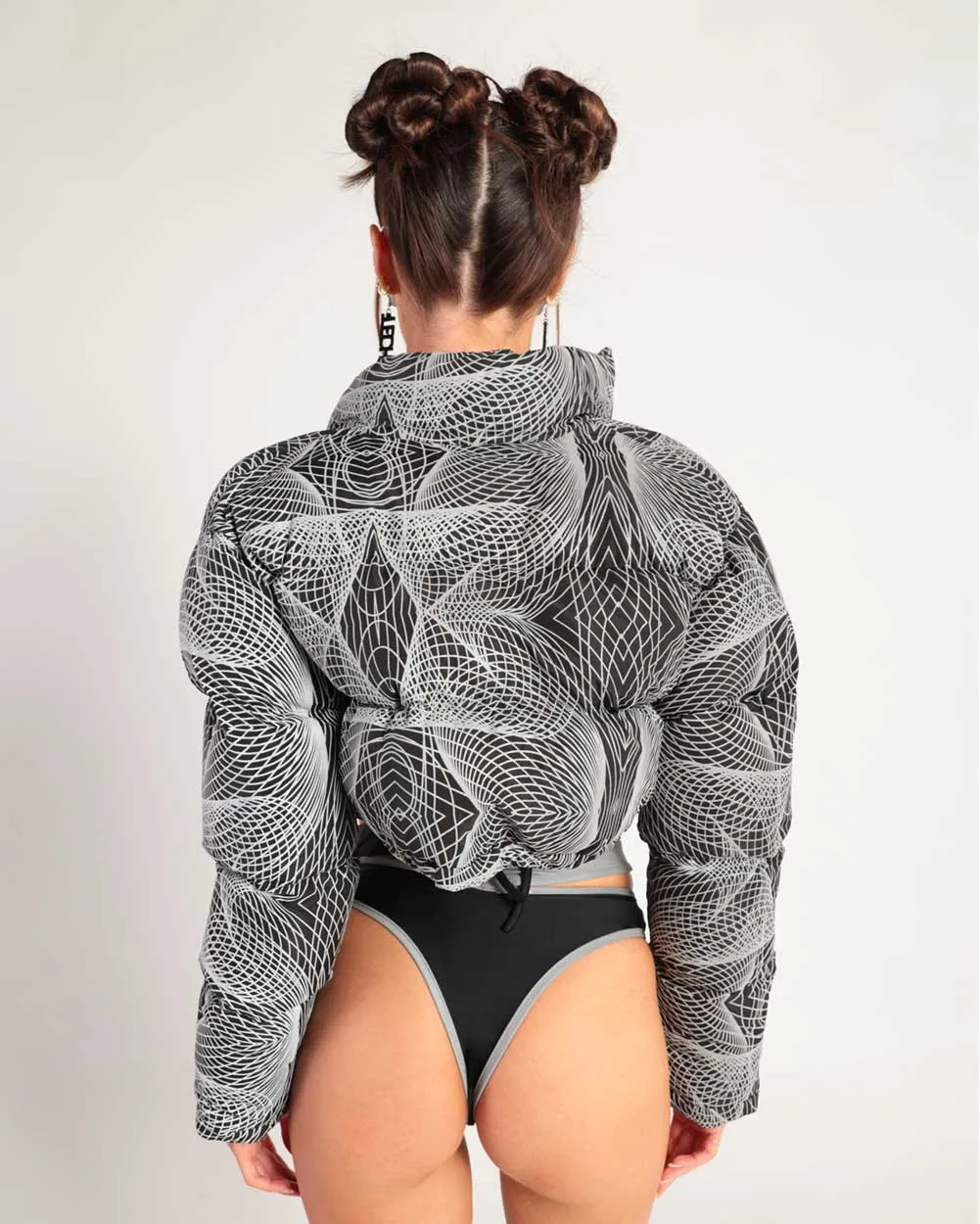 Flashbang Matrix Reflective Cropped Puffer Jacket sold by iHeartRaves product image thumbnail 4