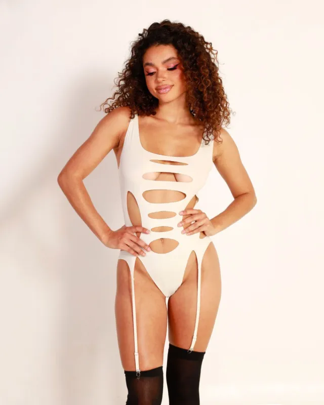 Sweet Seduction Cutout Bodysuit with Garters sold by iHeartRaves