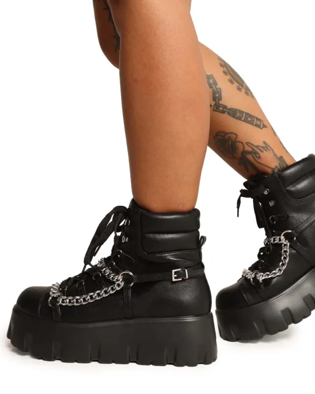 Stompz Chunky Chain Black Boots sold by iHeartRaves