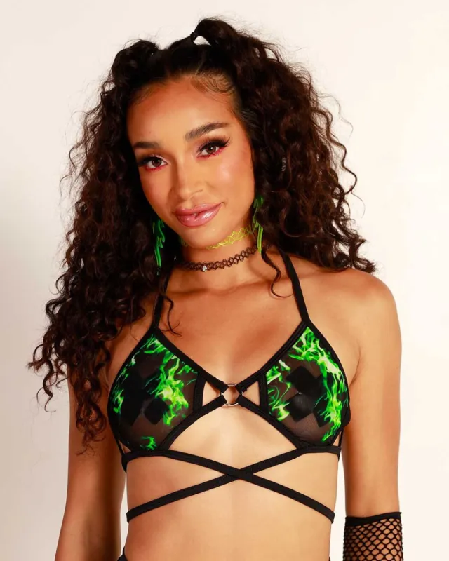 Rolita Couture x iHR High Energy Mesh Assassin Underboob Top sold by iHeartRaves