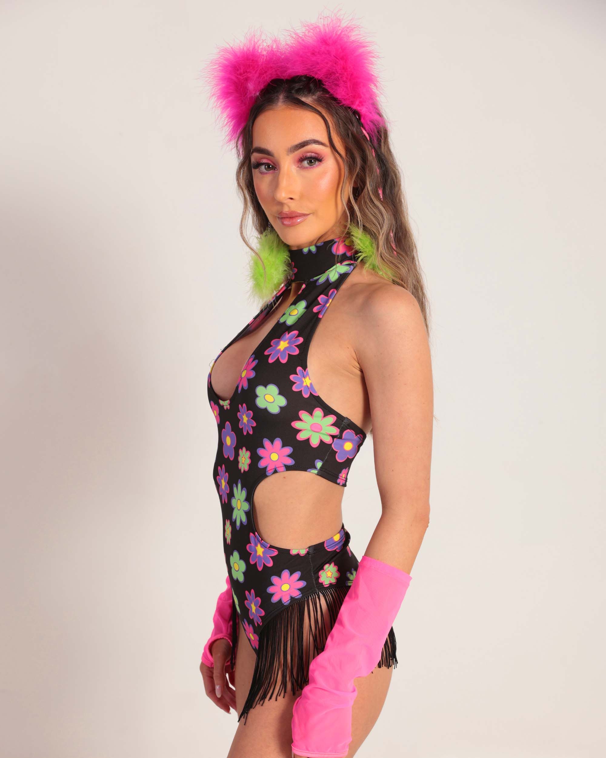 Happy Days Floral Fringe Bodysuit sold by iHeartRaves product image thumbnail 4
