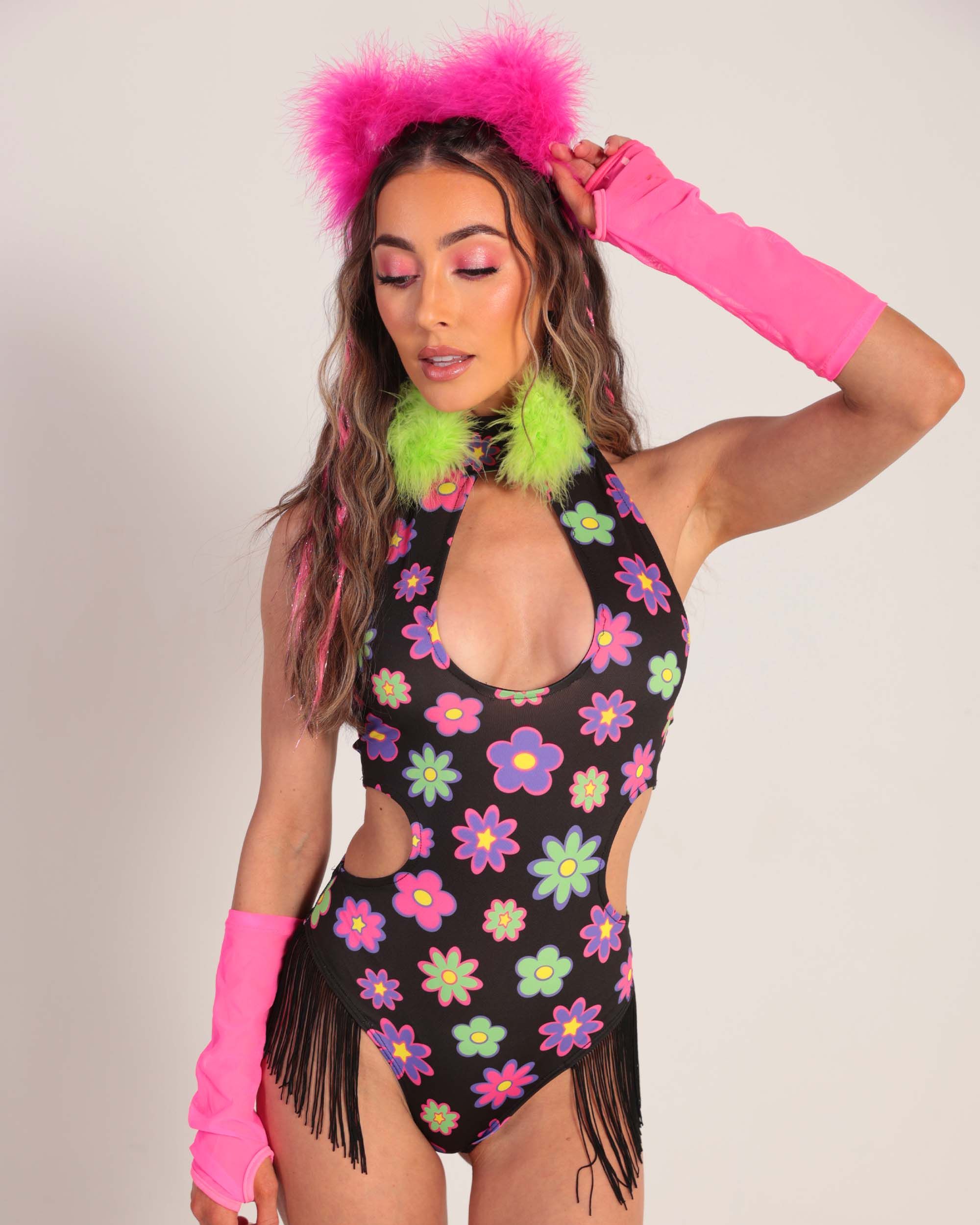 Happy Days Floral Fringe Bodysuit sold by iHeartRaves product image thumbnail 2