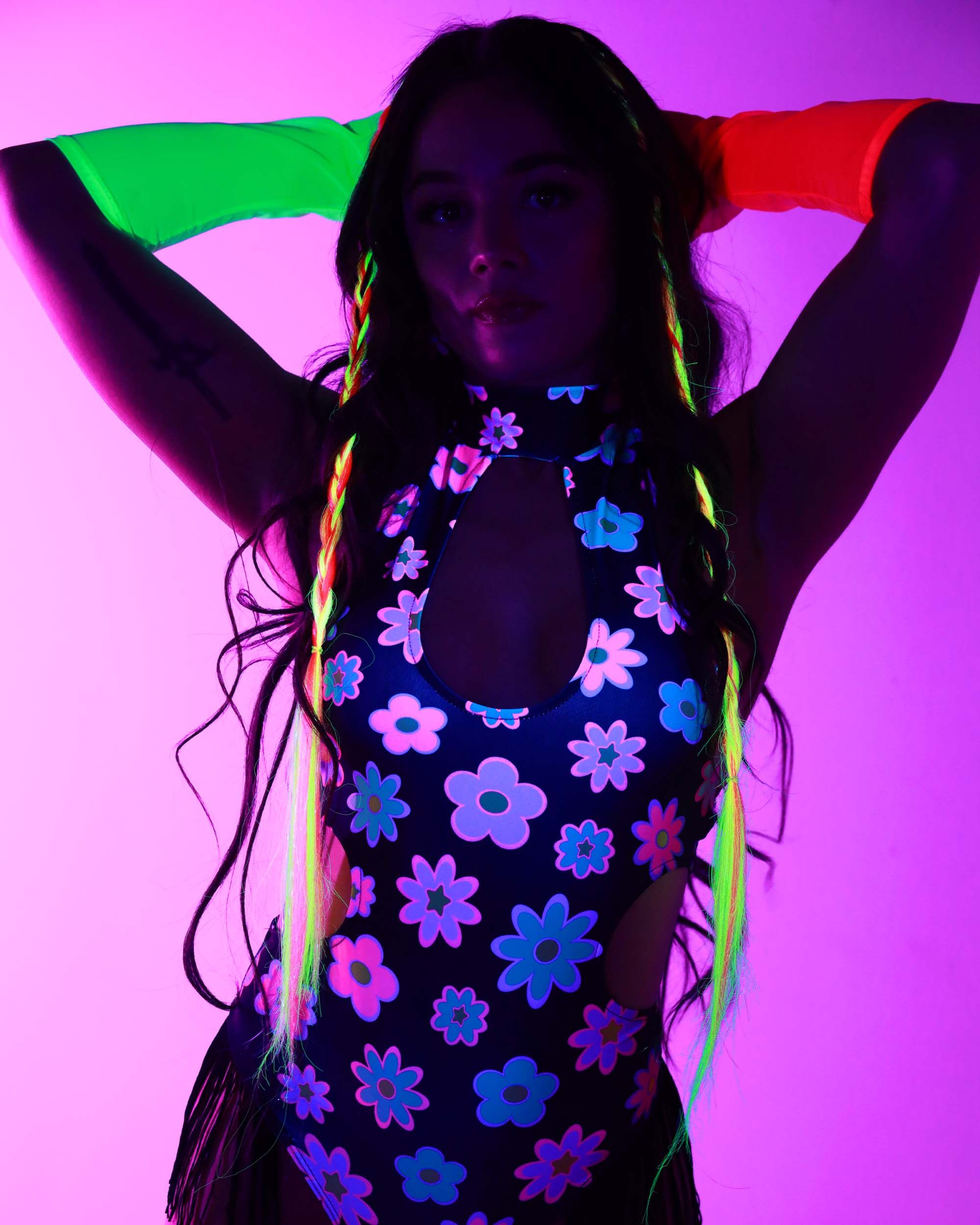 Happy Days Floral Fringe Bodysuit sold by iHeartRaves product image thumbnail 3