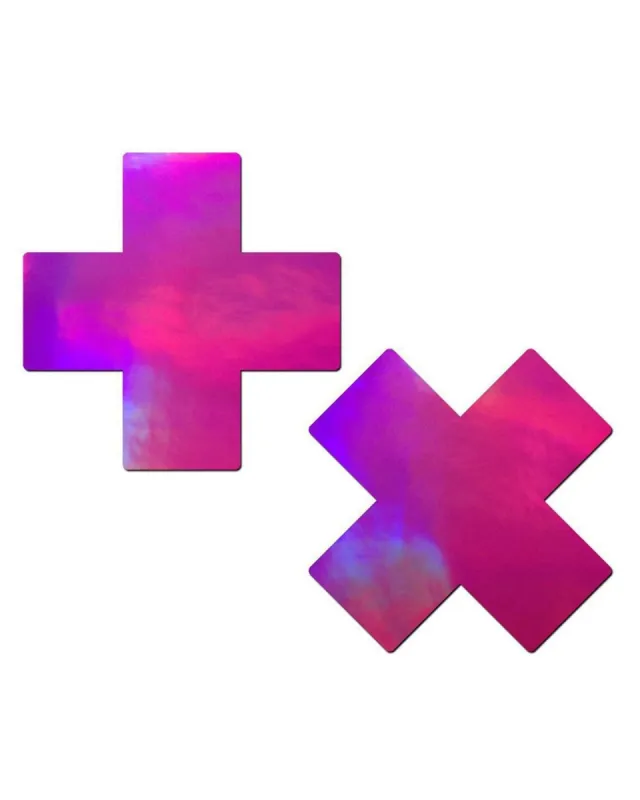 Pastease Pink Hologram Cross Pasties sold by iHeartRaves