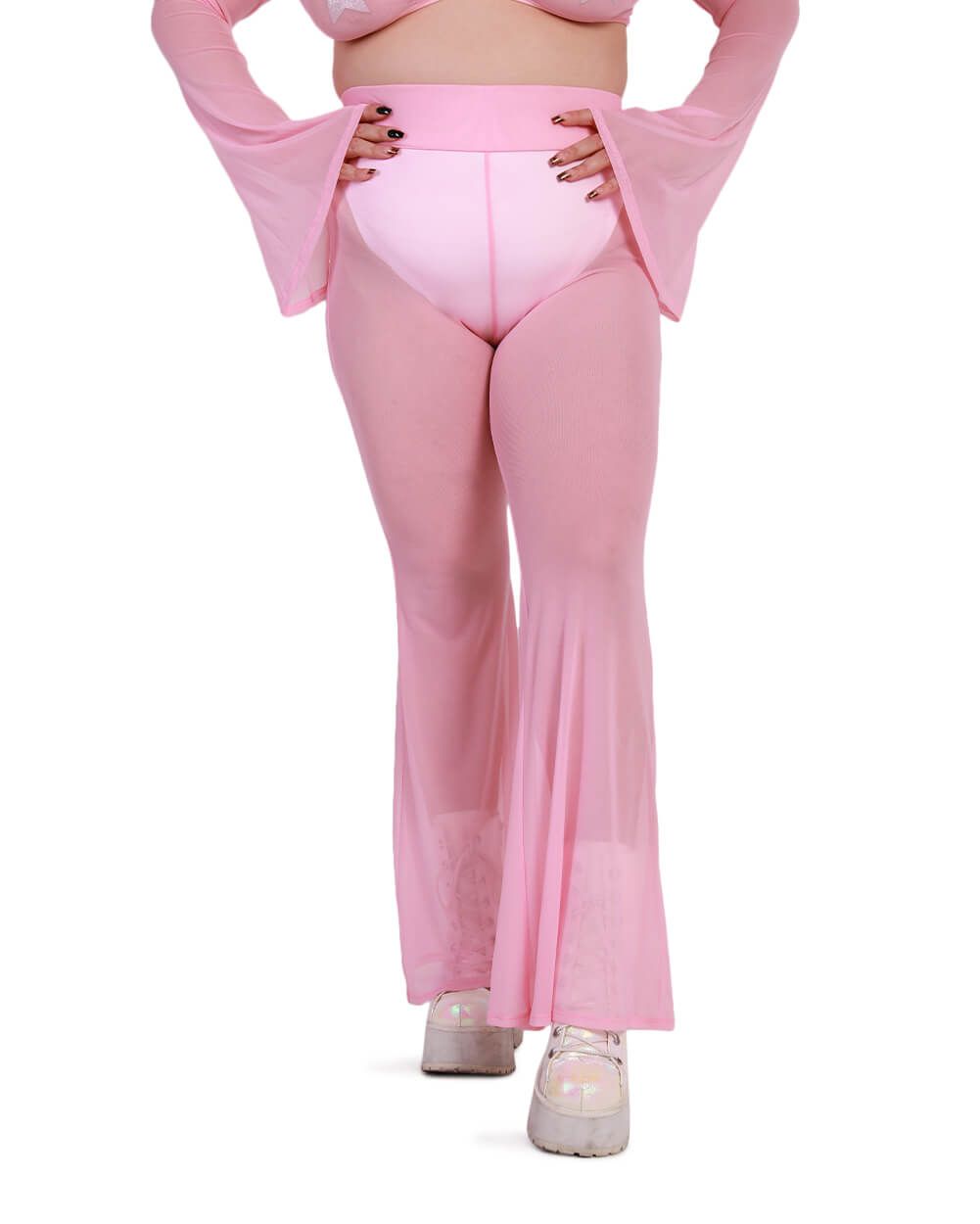 Sweet Thing High Waist Mesh Bell Bottoms sold by iHeartRaves product image thumbnail 17