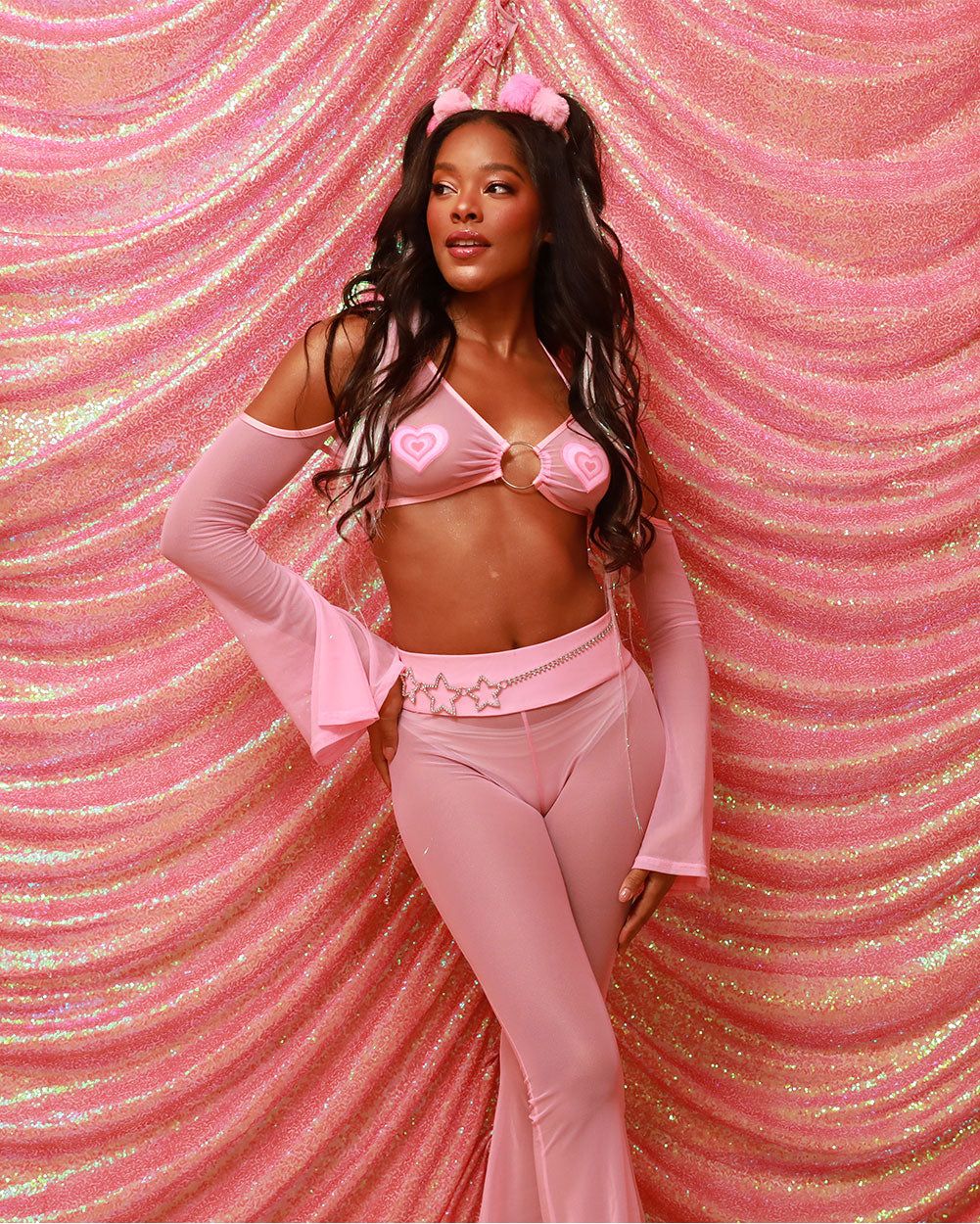 Sweet Thing High Waist Mesh Bell Bottoms sold by iHeartRaves product image thumbnail 16