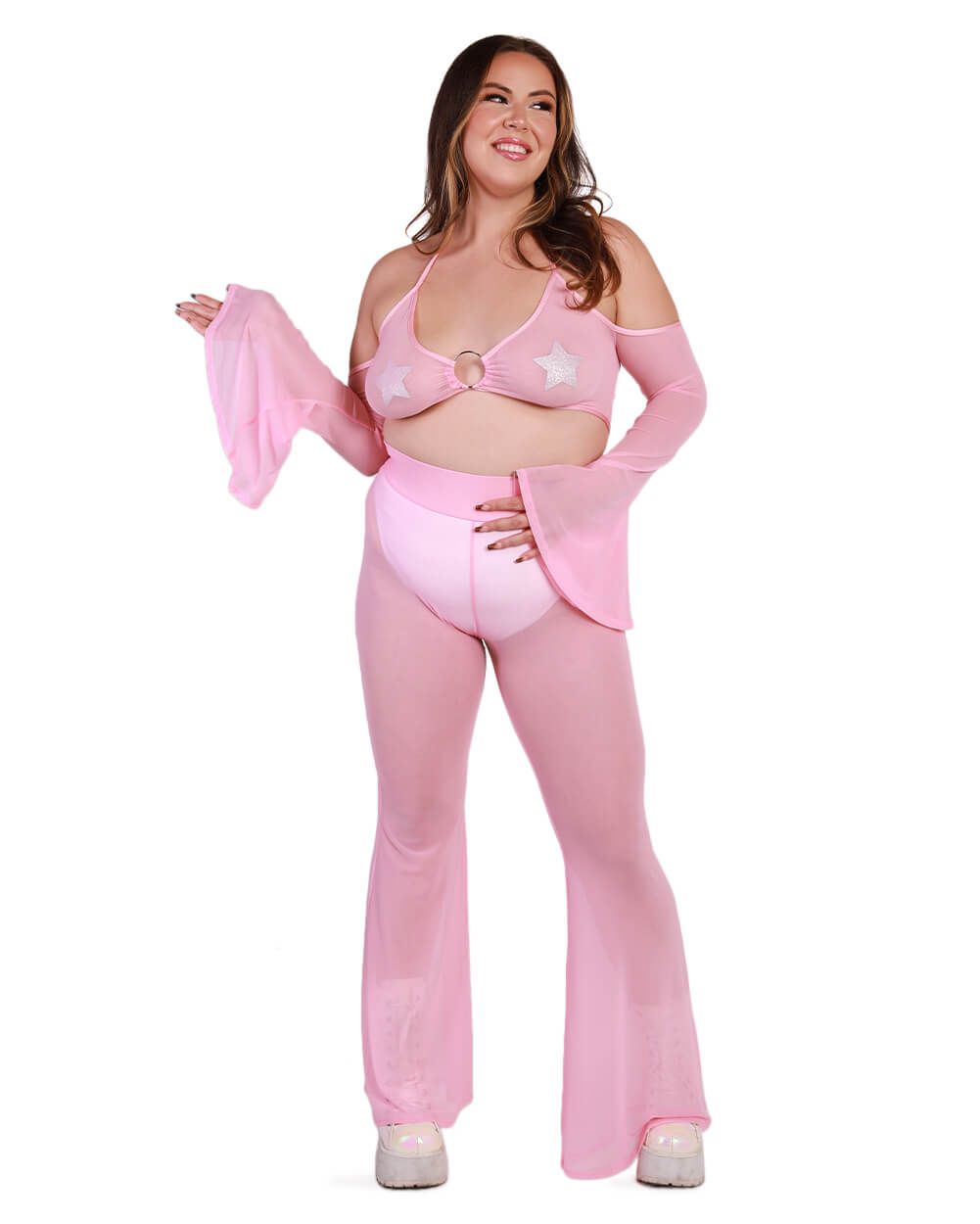 Sweet Thing High Waist Mesh Bell Bottoms sold by iHeartRaves product image thumbnail 19