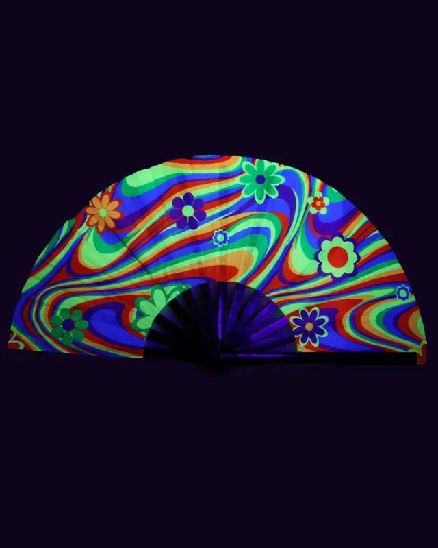 Rainbow Daisy Trip Hand Fan sold by iHeartRaves