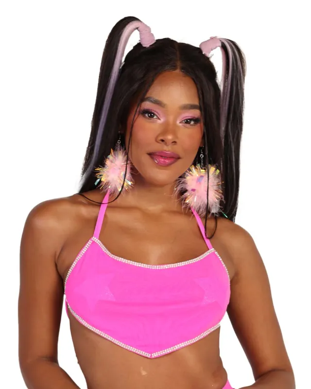 Hot Pink Frequency Rhinestone Halter Top sold by iHeartRaves