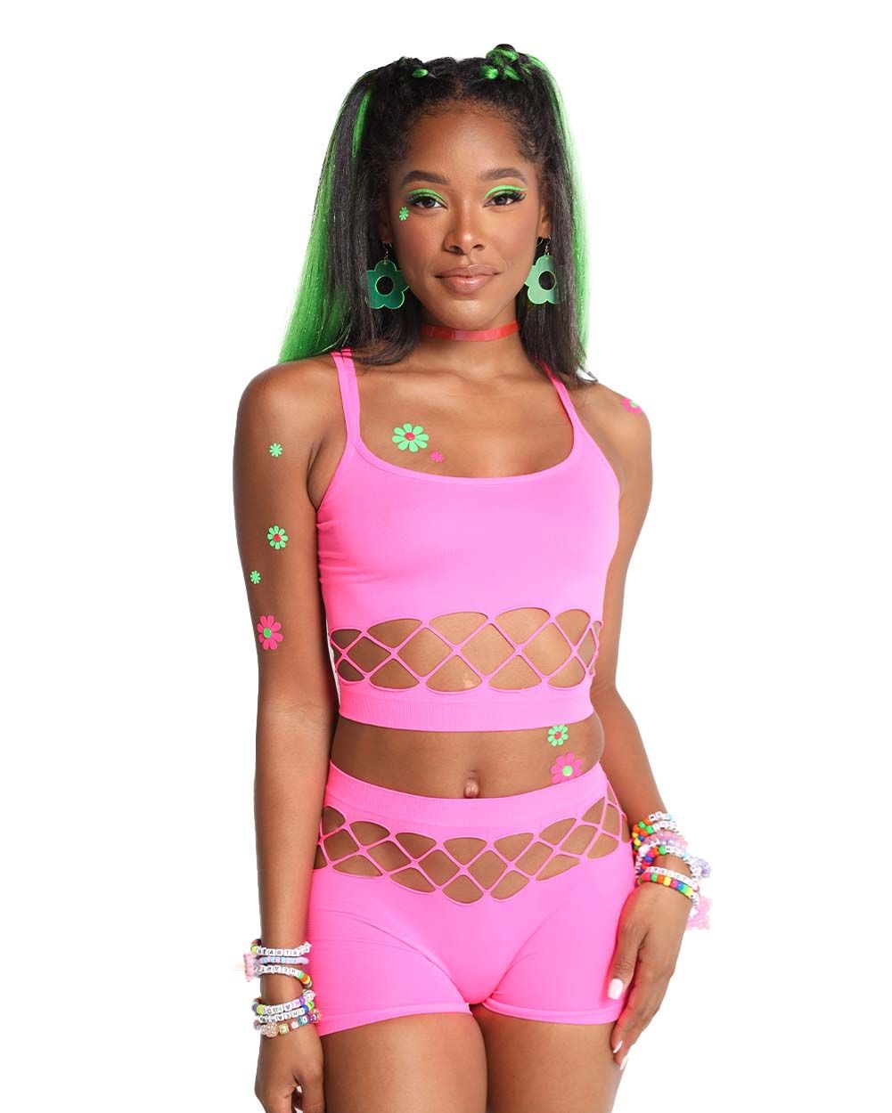 Smooth Talker Fishnet Shorts Set sold by iHeartRaves