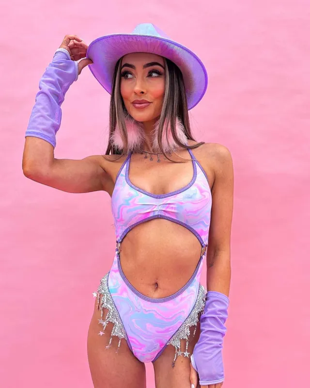 Rolita Couture x iHR Mesmeria Punk Fringe Bodysuit sold by iHeartRaves