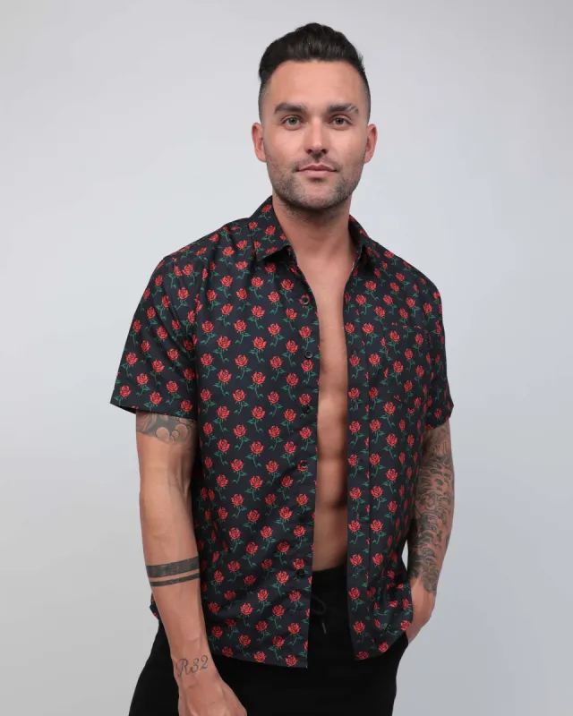 Roses Up My Sleeves Camp Shirt sold by iHeartRaves