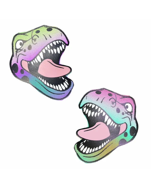 Neva Nude Reflective T-Rex Dino Pasties sold by iHeartRaves