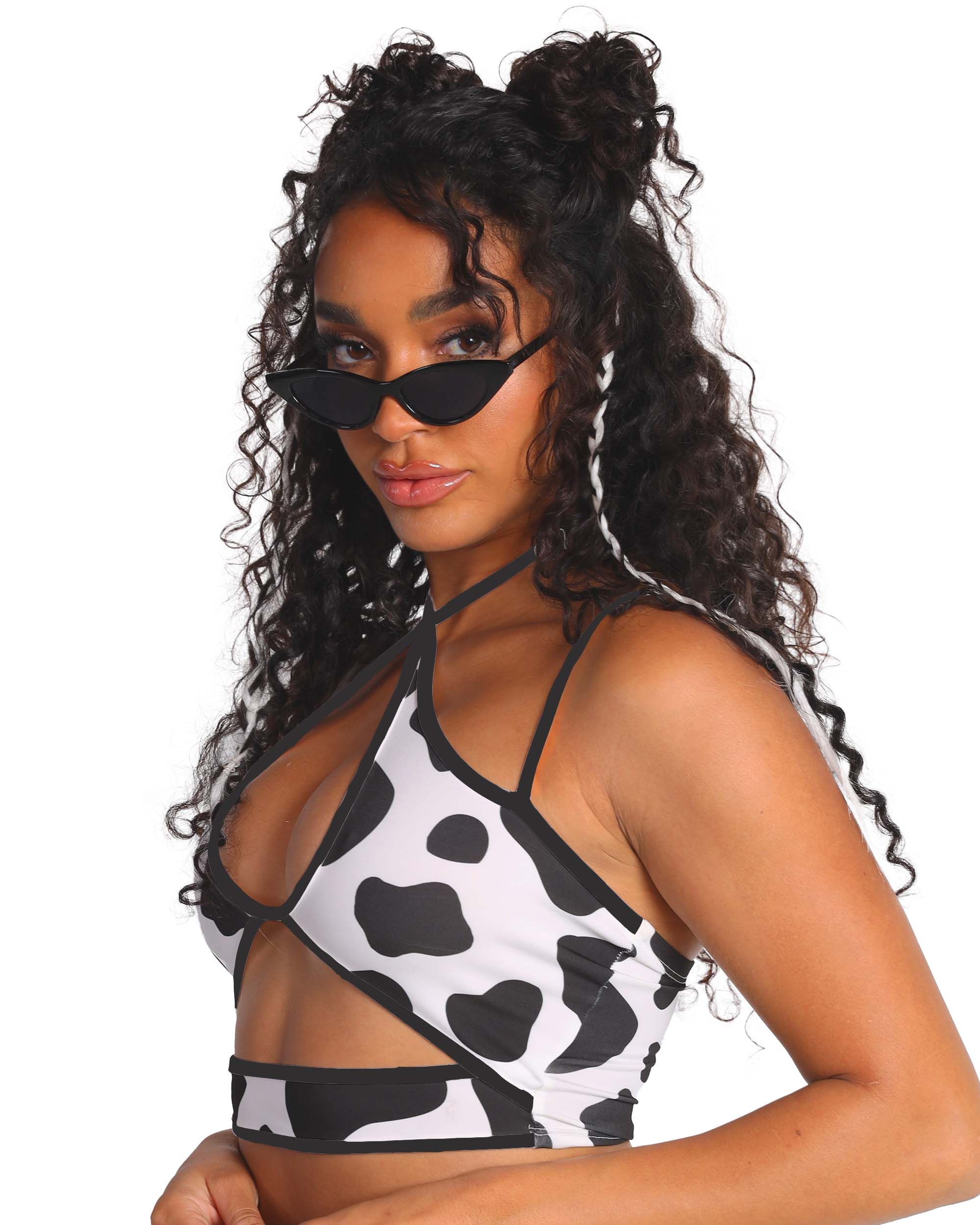 My Milkshake Cow Print Cutout Crop Top sold by iHeartRaves product image thumbnail 2