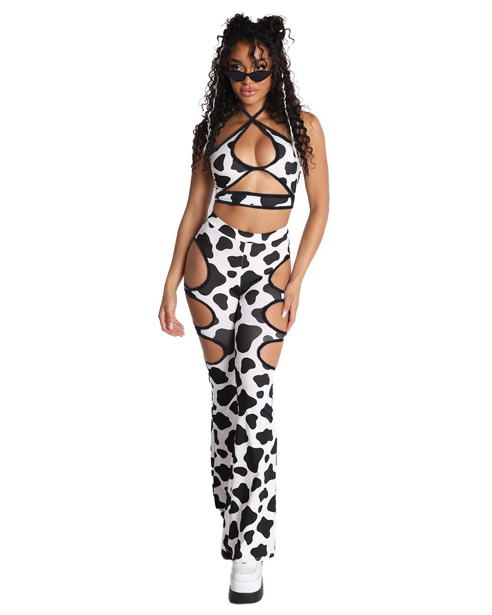 My Milkshake Cow Print Cutout Crop Top sold by iHeartRaves product image thumbnail 3