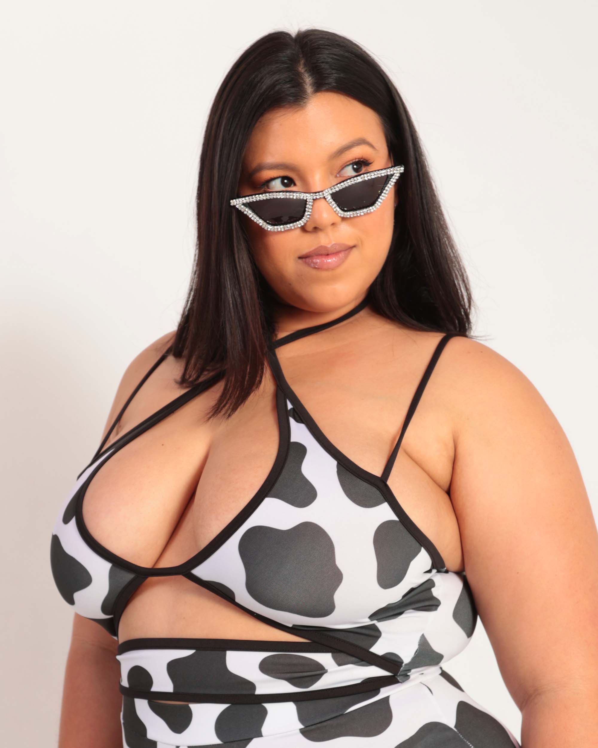 My Milkshake Cow Print Cutout Crop Top sold by iHeartRaves product image thumbnail 7