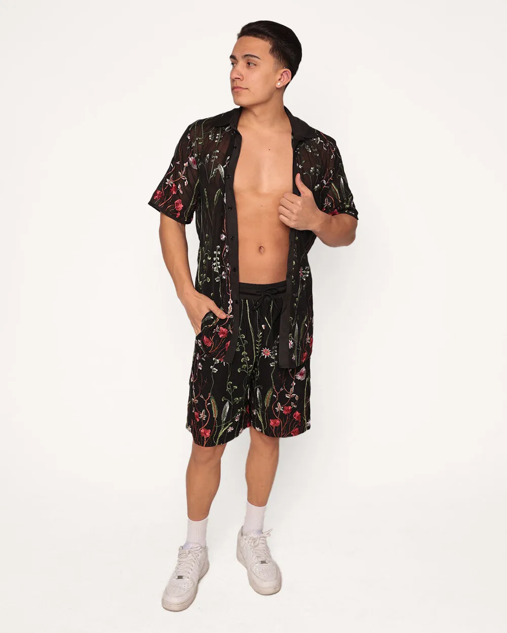 Lace Flowerfields Stretch Short Sleeves Men's Outfit sold by iHeartRaves