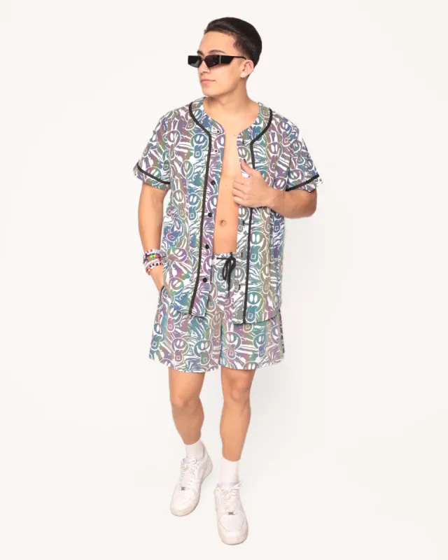 Happy Hour White Reflective Baseball Jersey Outfit sold by iHeartRaves