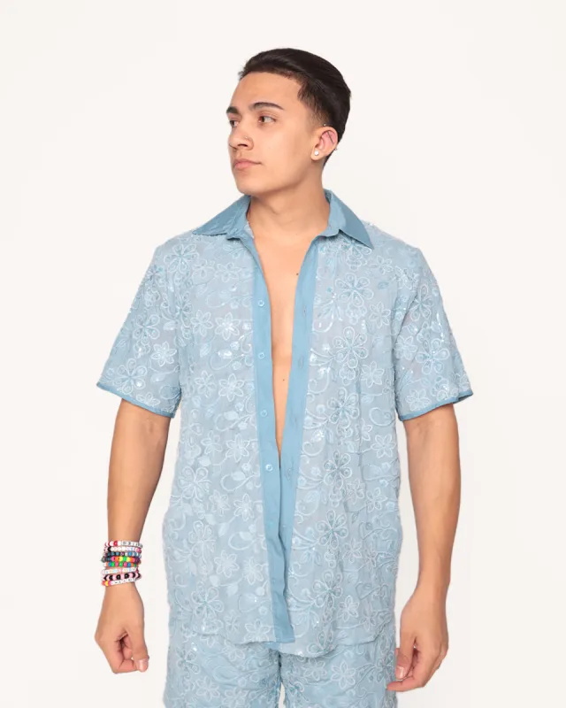 Faerie Firelight Floral Sparkle Camp Shirt sold by iHeartRaves