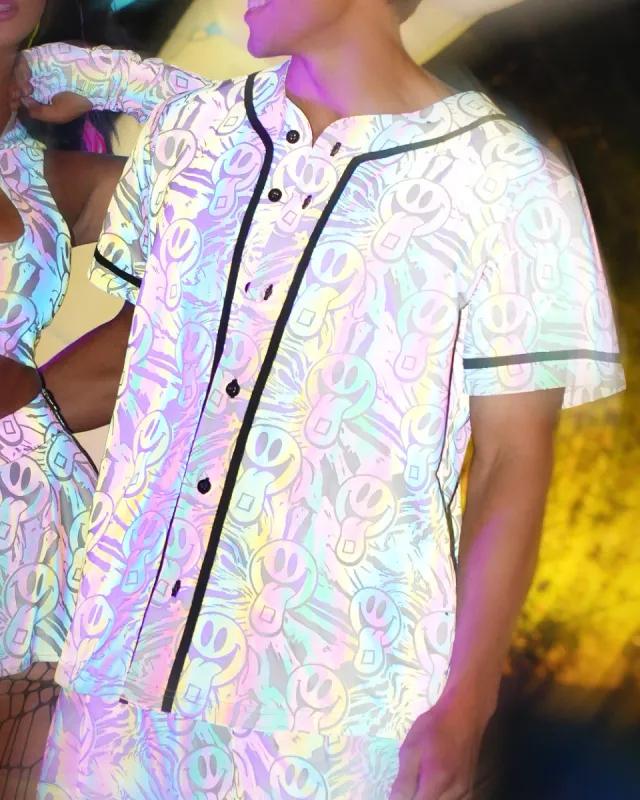 Happy Hour White Reflective Baseball Jersey sold by iHeartRaves