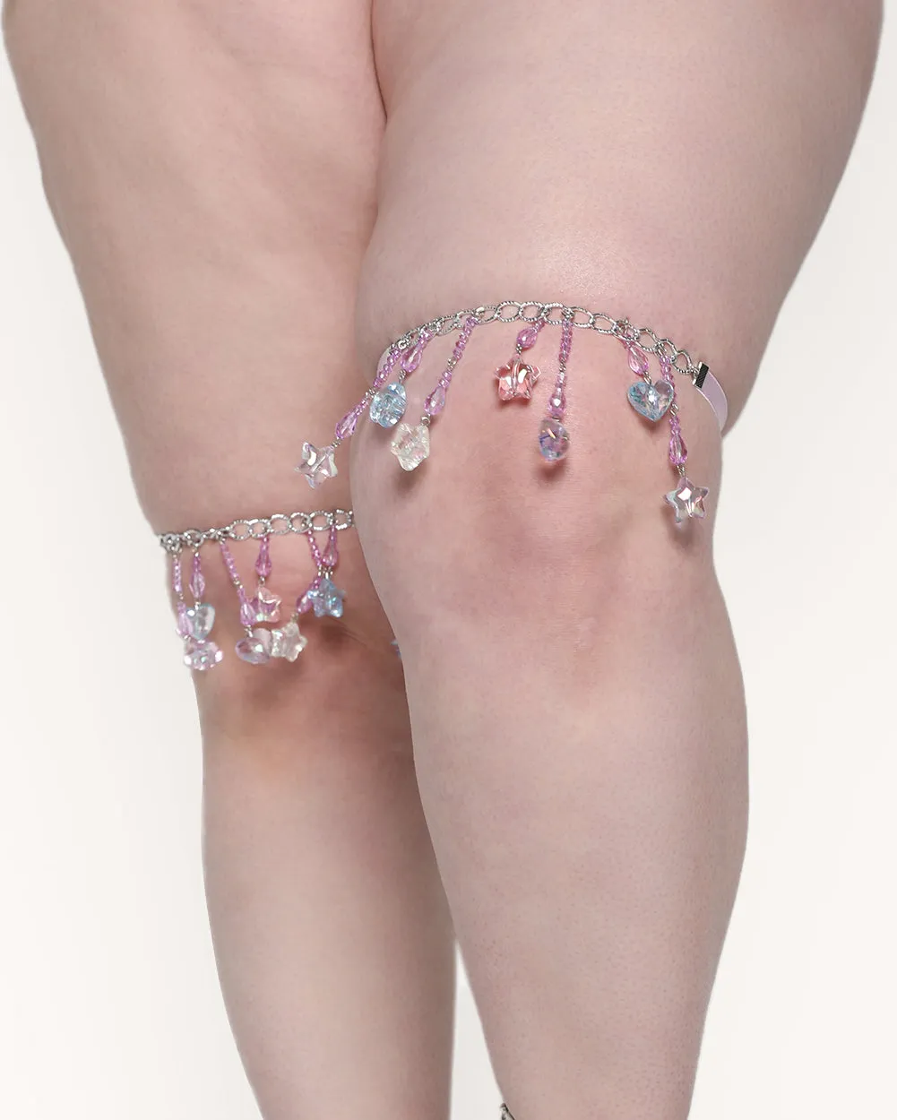 Crystal Hues Heart & Stars Pair Leg Garters sold by iHeartRaves