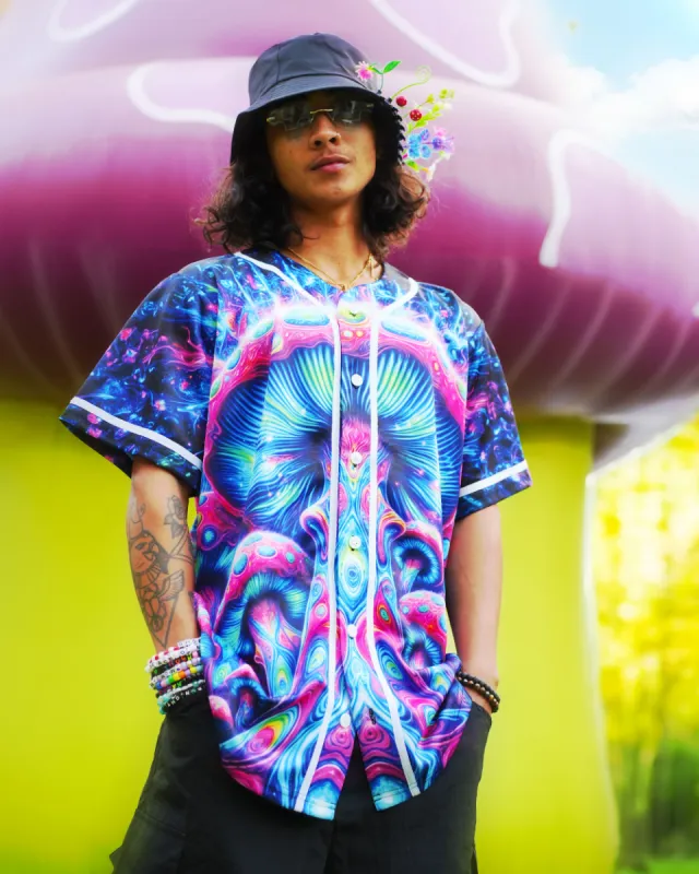 Psychedelic World Mushroom Baseball Jersey sold by iHeartRaves