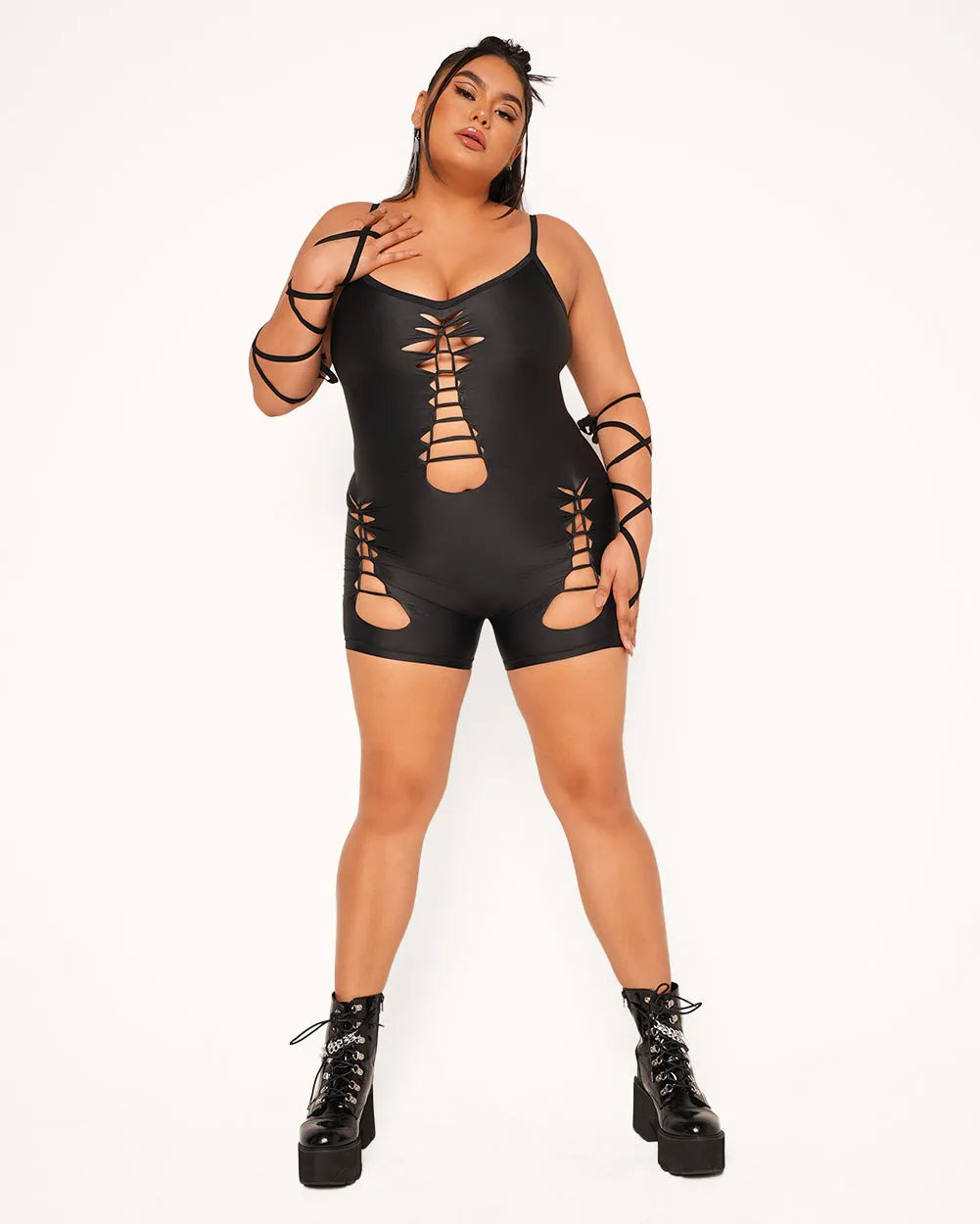 Dance in the Dark Braided Romper sold by iHeartRaves product image thumbnail 5
