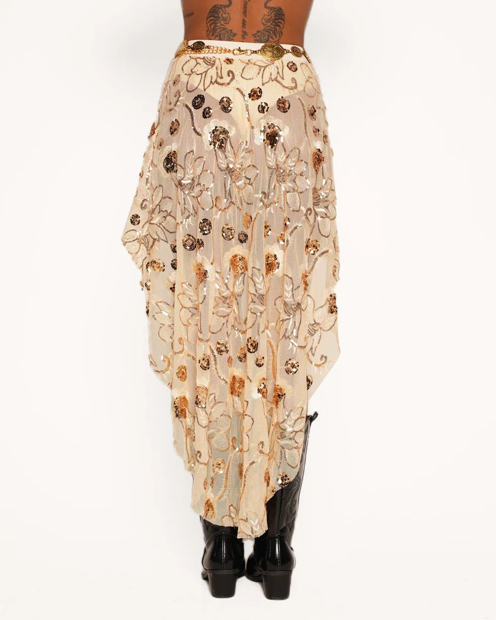 Golden Hour Sequin High Low Skirt sold by iHeartRaves product image thumbnail 3