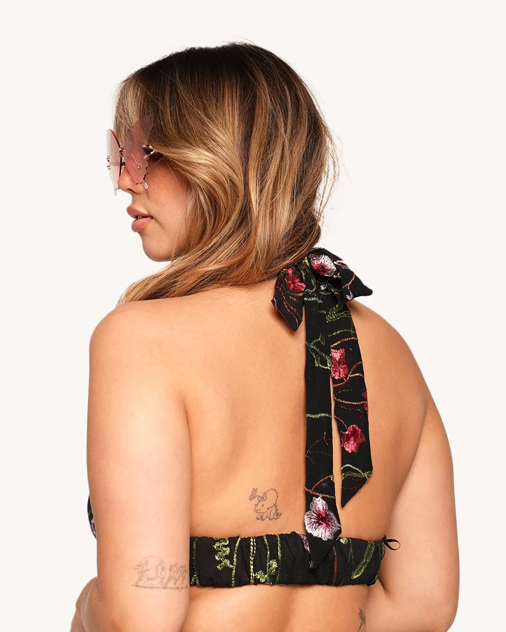 Lace Flowerfields V-Neck Halter Top sold by iHeartRaves product image thumbnail 2