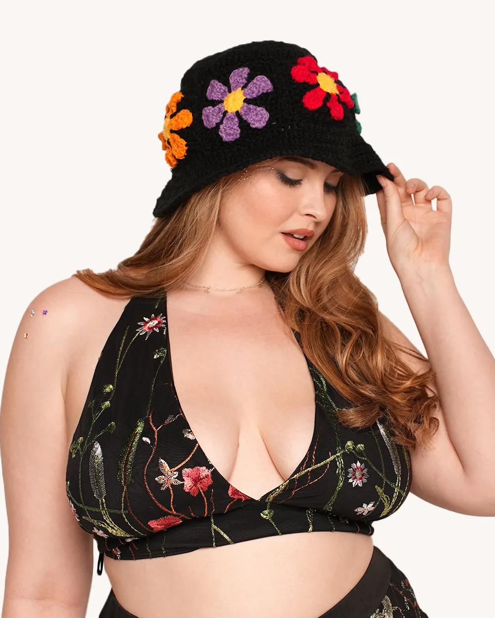 Lace Flowerfields V-Neck Halter Top sold by iHeartRaves product image thumbnail 4