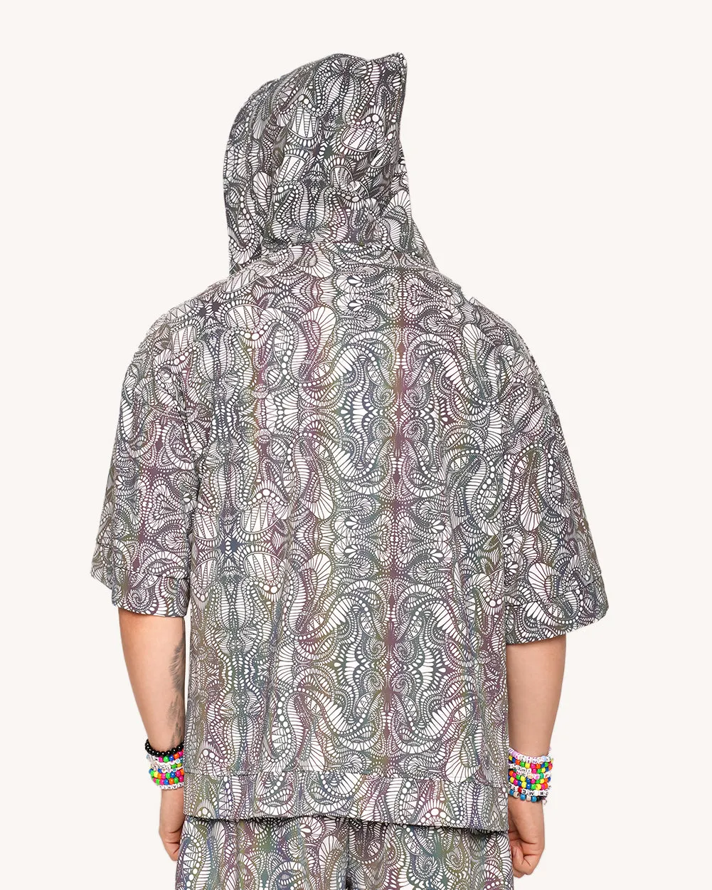 Pure Euphoria White Rainbow Reflective Hooded Robe sold by iHeartRaves product image thumbnail 2