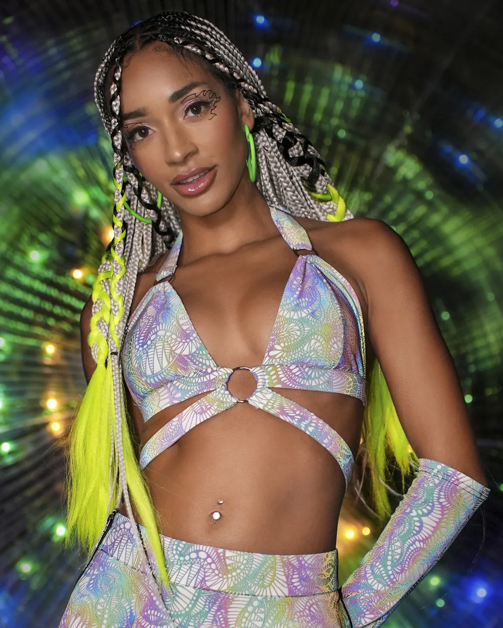 Pure Euphoria White Rainbow Reflective O-Ring Top sold by iHeartRaves