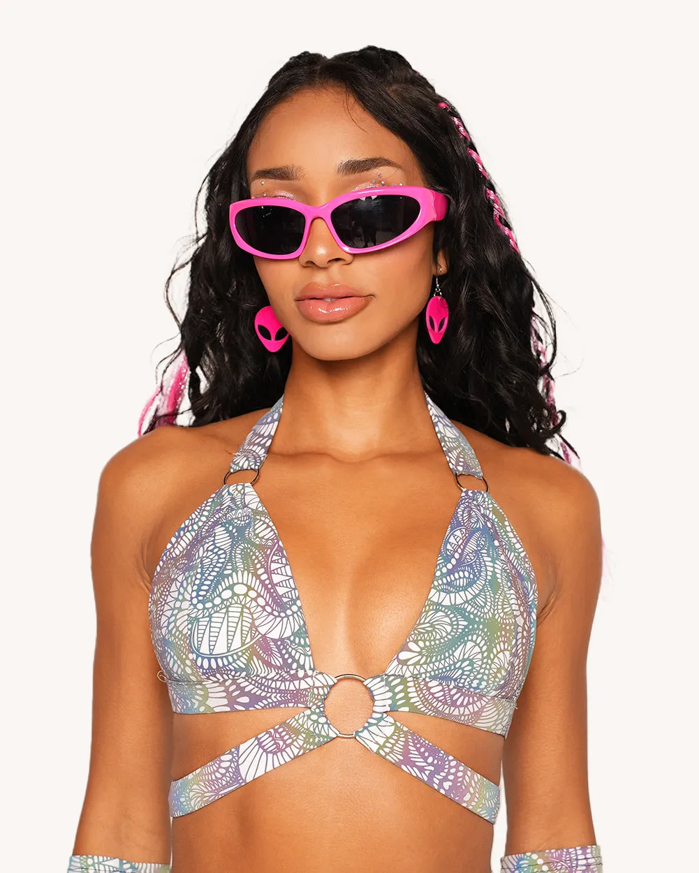 Pure Euphoria White Rainbow Reflective O-Ring Top sold by iHeartRaves product image thumbnail 3