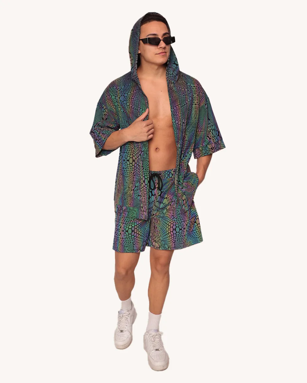 Viper Vision Rainbow Reflective Hooded Robe sold by iHeartRaves product image thumbnail 3